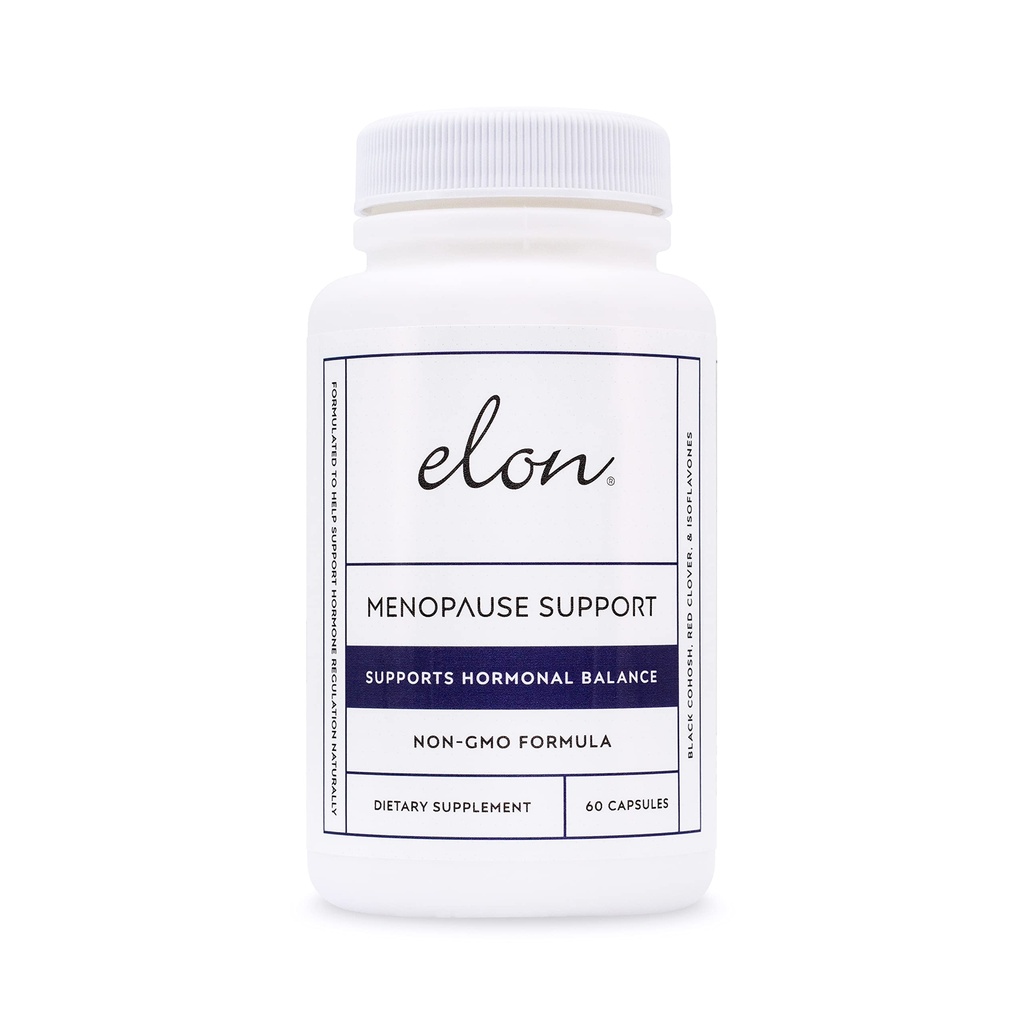 Tambahan Elon Menopause untuk Bantuan Menopause Perempuan untuk Hot Flashes, Mood Swings & Sleep Problems, Suplemen Estrogen Non- GMO untuk Perempuan w / Black Cohosh & Dong Quai (60 Capsules)
