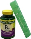 Spring Valley Vitamin B12 Quick- Dissolve Tablet Dietary Suplement, 2.500 Mcg, Cherry Flavor, 120 Count dengan Complimentary Grafton Way Pill Organizer