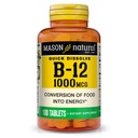 MASON NATURAL Vitamin B12, 1000 mcg Quick Dissolve Tablet, Kompleks B Absorpsi Cepat untuk mendukung Fungsi Energi Normal dan Nerve, 100 tablet