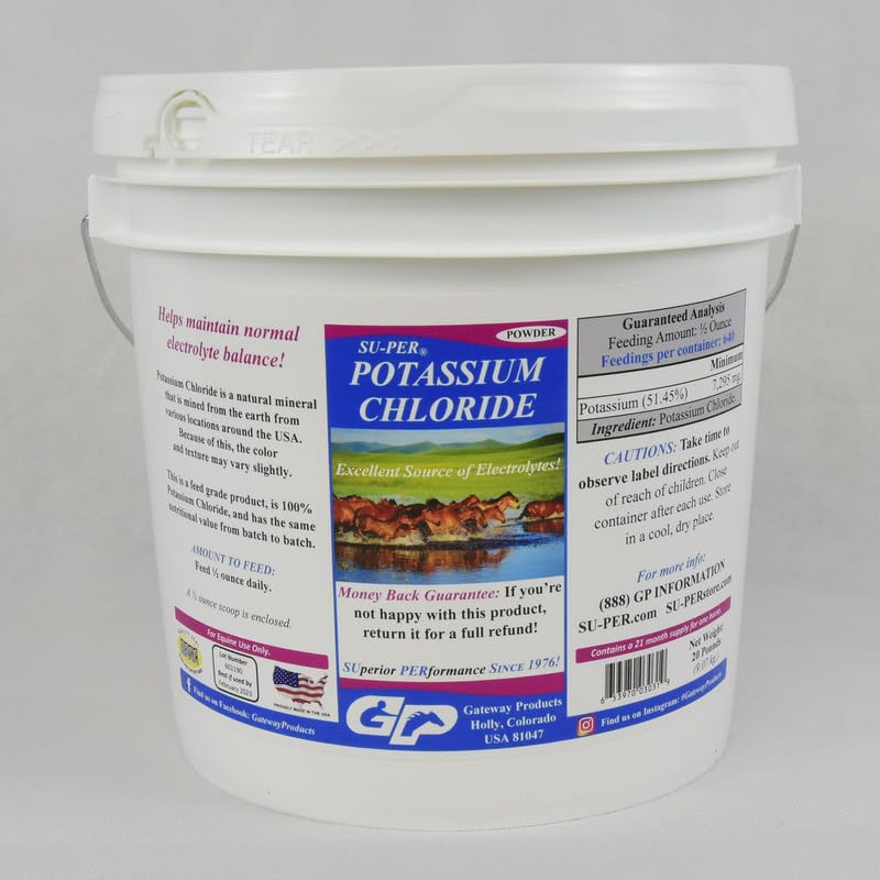 SU-PER Potasium Chloride Horse Electrolite Supplement - Membantu Mempertahankan normal Keseimbangan Elektrolite - 20 Pound, 21 Pasokan Bulan