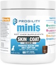 Nootie Progility Mini Skin & Coat Suplement for Small Dogs, Fish Oil Supports Heally Skin, 60 Soft Chews per Container