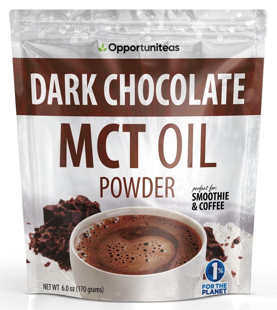 Opportuniteas MCT Oil Powder, Keto Creamer for Coffee, Minuman & Smoothies & Smoothies, Low Carb Keto Friendly, Boost Energy & Mental Focus, Supplemen Diet, Gluten Free & Non-GMO, Dark Chocolate 6 oz