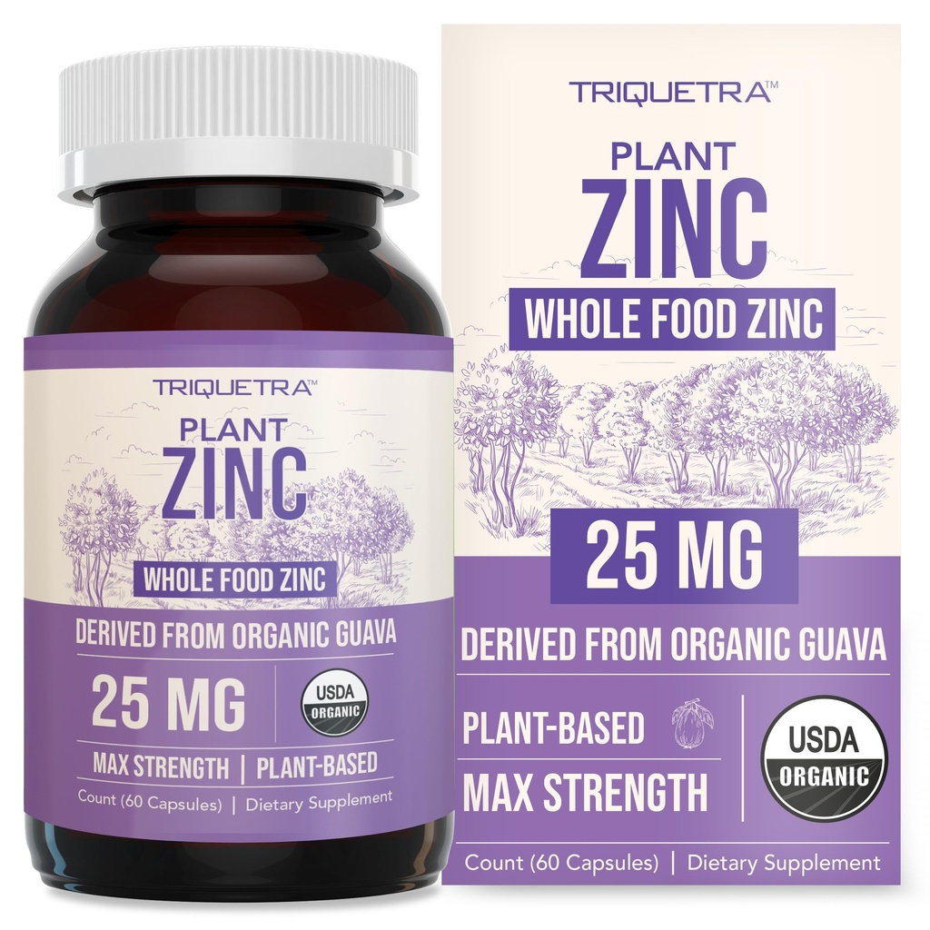 Zinc Organik 25 mg 124; Whole Food Zinc Suplemen 124; Berasal dari Buah Organik, Elemental Zinc - Air Diekstrak, Vegan, GMO-Free - Escally Mineral, Antioksidant, Imune Dukungan, Skin - 60 Servis