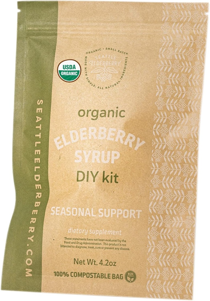Dukungan Musim DiY Kit - Membuat Delicious, Gluten- Free Herbal Syrup dengan Manfaat PowerAllergy, yang hanya berisi bahan-bahan organik yang dibuat di Small Batches di USA - 4oz