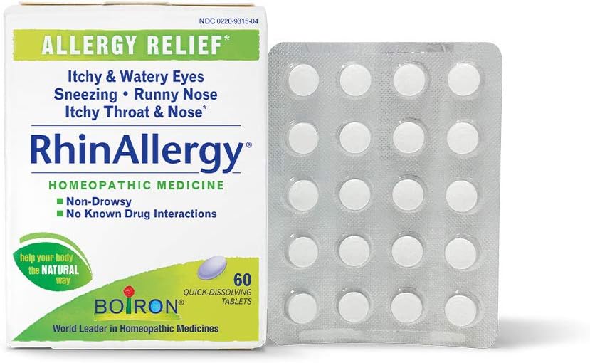 Boiron RhinAllergy Tablet for Relief from Allergy Sympitics of Sneezing, Runny Nose, and Itchy Eyes or Throat - 60 Count