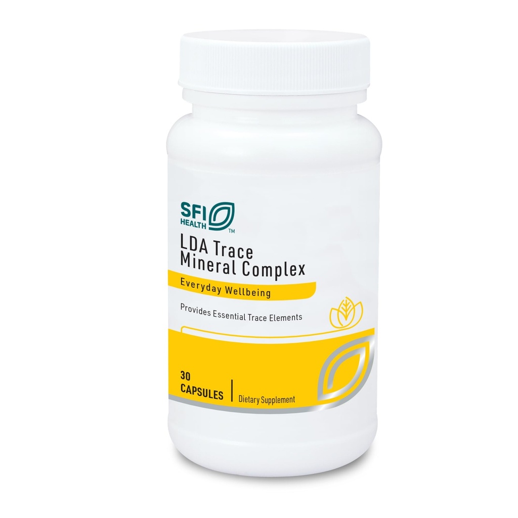 Lab Klaire SFI Health LDA Trace Mineral Complex - 11 Ekurial Tract Elements with TraaCS Cheriated Minezergenic & No Iron (30 Vegetarian Capsules)