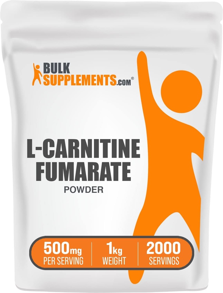 BulkSuplements.com L- Carnitine Fumarate Powder - Carnitine Suplement, Sports Nutrition, L-Carnitine 500mg - Gluten Free, 500mg per Serving, Gluten Free, 1kg (Paket 1)