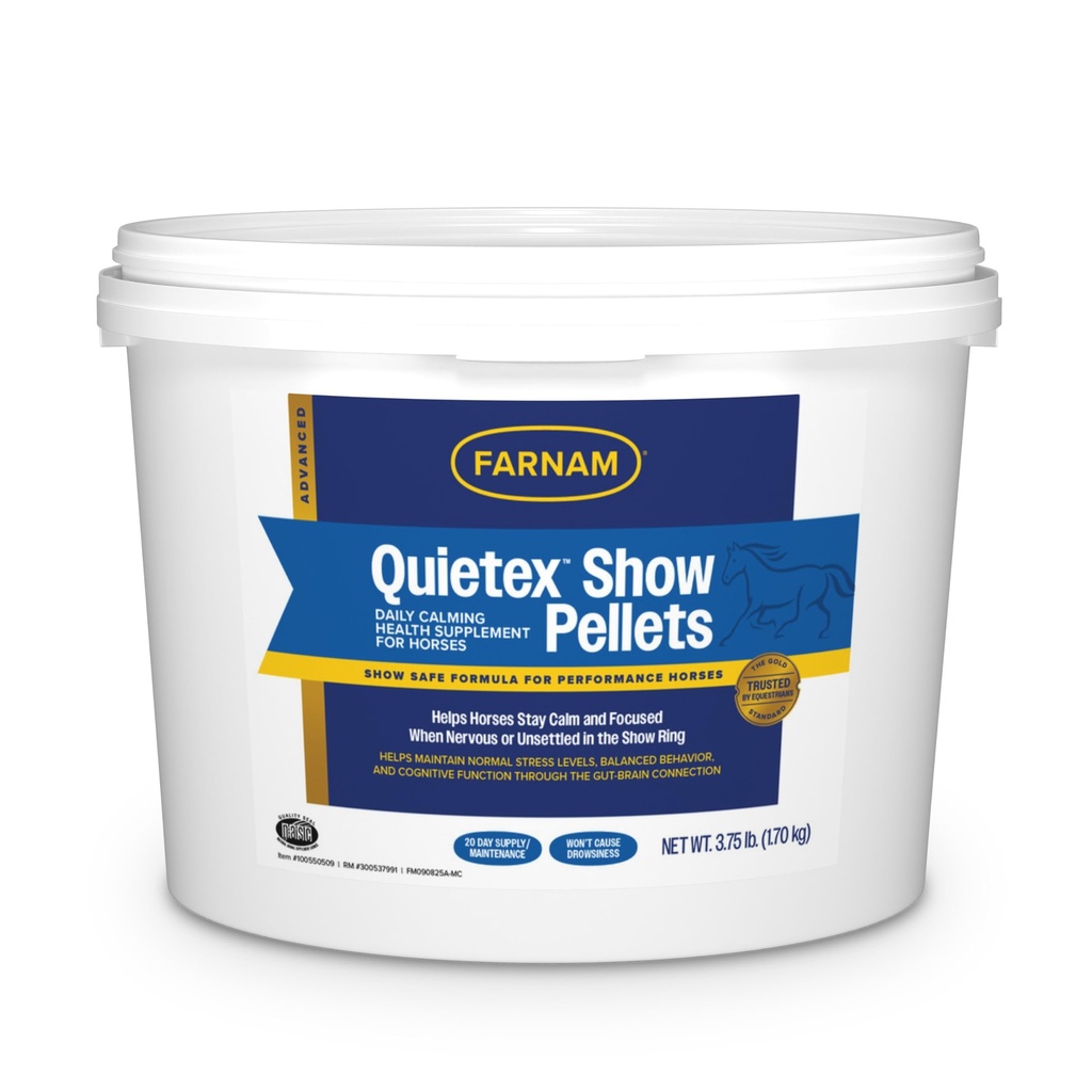 Farnam Quietex Show Pellets, Membantu menjaga Kuda Tenang dan Tenang Yang Menjadi Gugup di The Show Ring 3.75 pon.