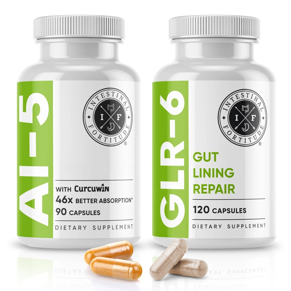 Benteng Intestial Al- 5 & GLR-6 Digetical Health Suplement Bundle w / Glutamine, Turmeric, Curcumin for Gut Health Capsule Suplemen & Dukung Kesehatan Digetical, Non- GMO, Dairy Free - 30- Day Suppply