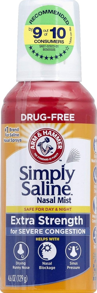 Saline Dewasa Nasal Mist, Allergy & Sinus Relief, Ekstra Kekuatan, 4.6 Fl Oz, Multi Color