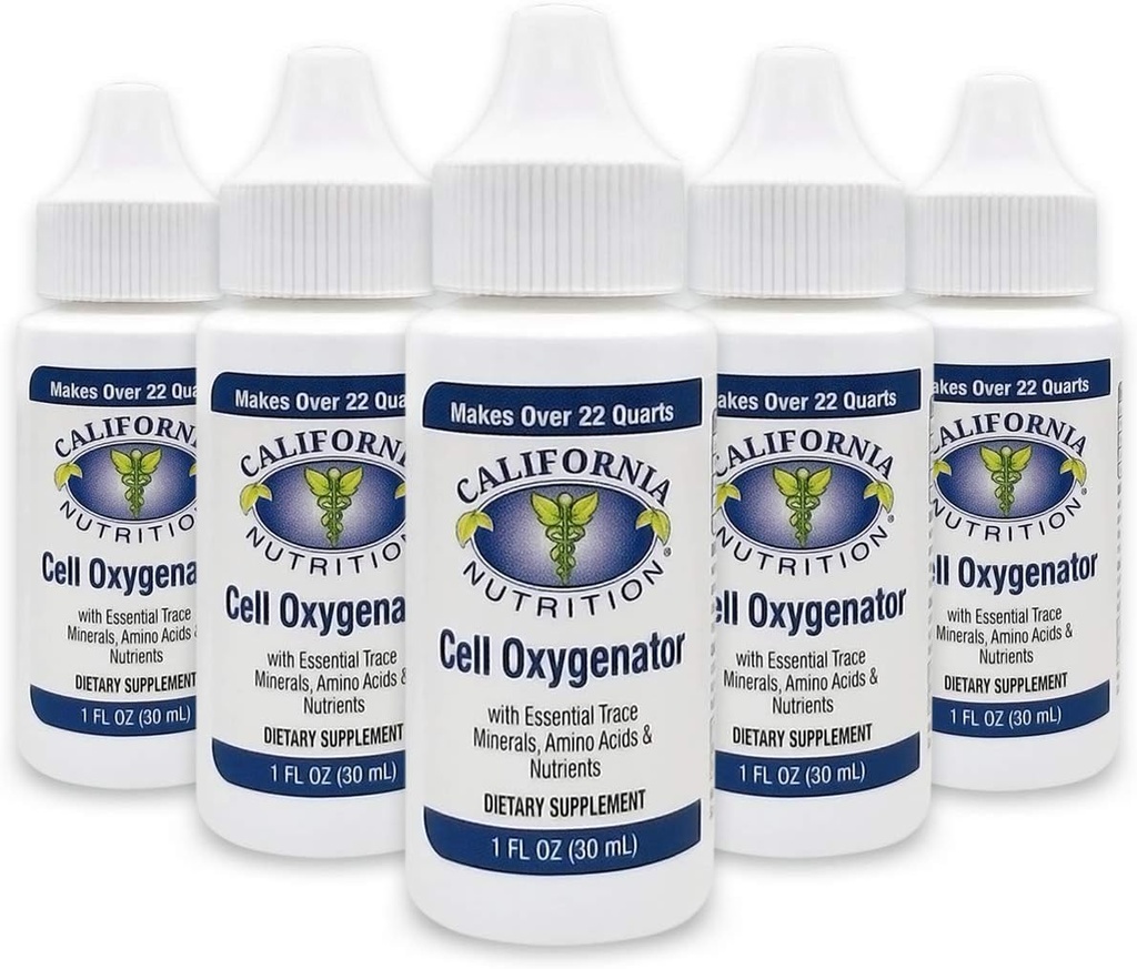 Sel Oxygenator 1 Fl Oz Bottle (Paket 5), Limid Konsentrat Sel Oksigen Drops Air harian Nutration Diet Supplemen, Dukung Imune System, untuk Atlet Olahraga Penggunaan Harian