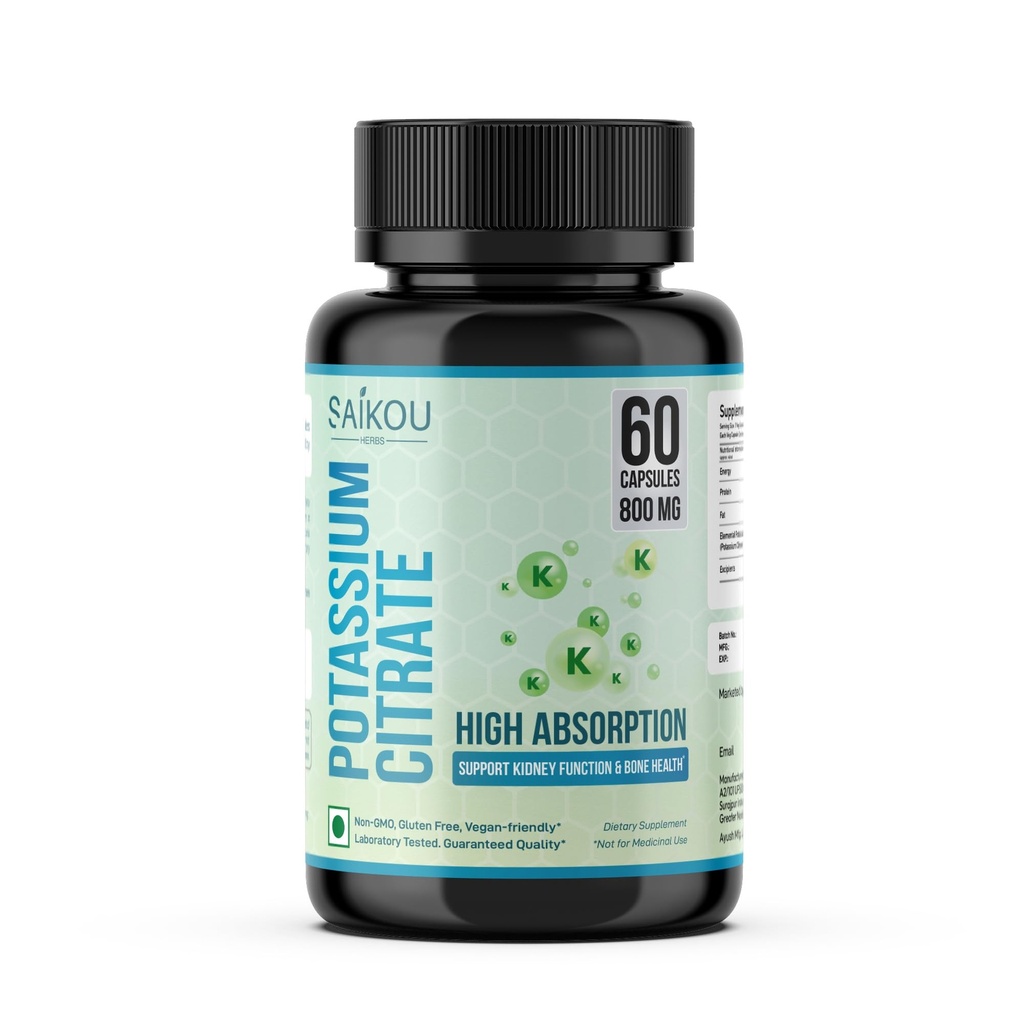 Potassium Citrate 800 mg Tinggi Absorpsi Potasium Suplemen - 60 Hamba Mendukung Keseimbangan Elektrolyte - Murni dan Mampu