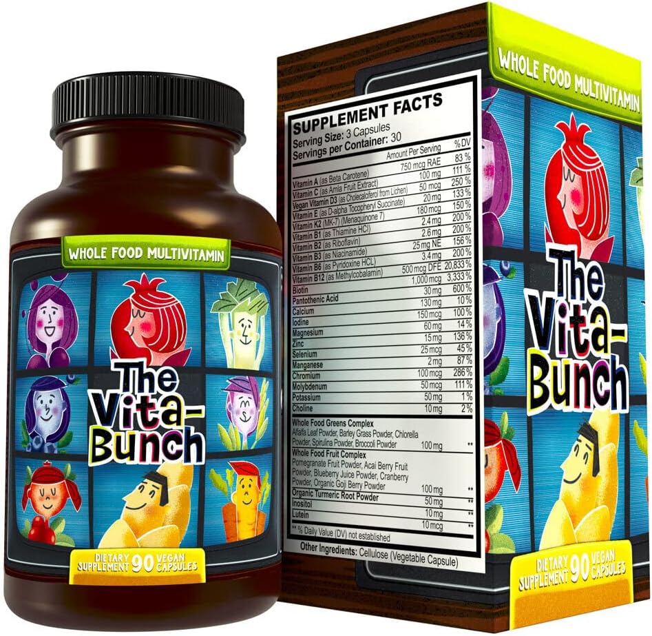 Whole Food Multivitamin Fruit & Super Greens All-in-one Vitamin Complex, 90 Vegan Capsules