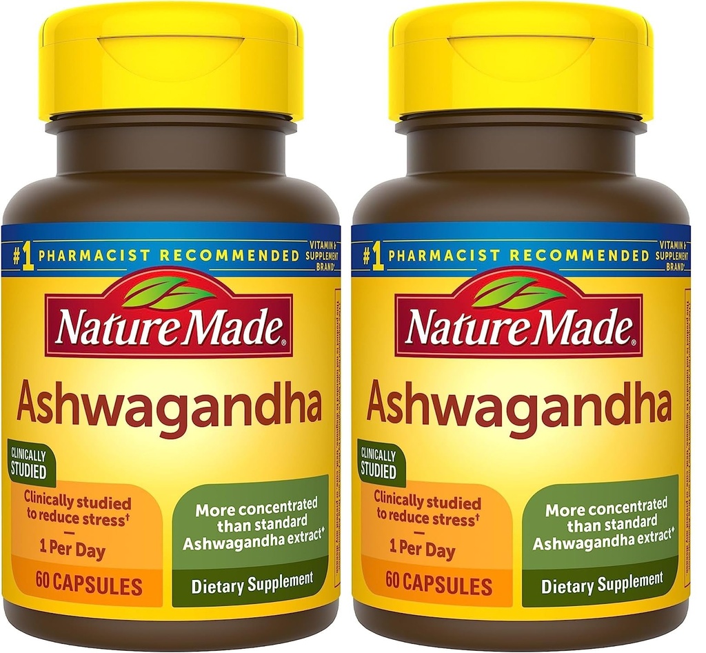 Nature Made Ashwagandha Capsules 125mg for Stress Supply 60 Hari (Paket 2)