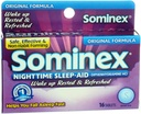 Sominex Nighttime Sleep-Aid dengan Diphenhydramine HCI 25 mg, asli Formula, 16 tablet, (Paket 1)