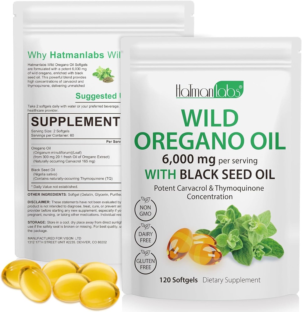 Oil of Oregano Capsules - lngregenations Oil Oregano Softgeels - 2 in 1 6000mg Oil of Oregano with Black Eed Oil 200mg - High Carvacrol & Thymoquinone for Immune Support