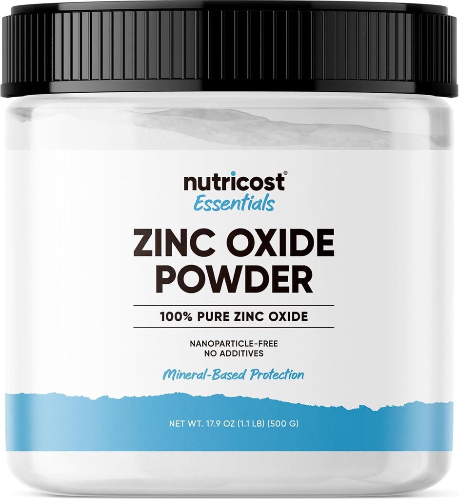Powder Zinc Oxide (500 Grams) 100% Murni, Tanpa tambahan - Vegan, Non- GMO, Esensial Nutricost