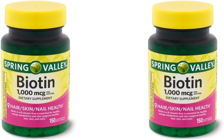 Spring Health Spring Valley Biotin 1000 Mcg 300 (2x150) Softgels untuk Skin Sehat, Rambut dan Nails + Panduan Vitamin Anda ©