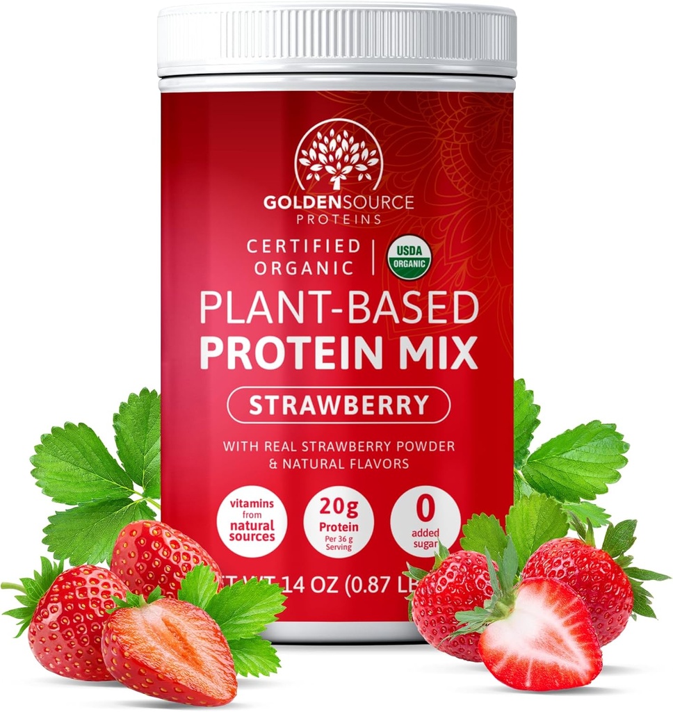 Strawberry - Tanaman berdasarkan Powder Protein, Protein Mix, Powder Protein dengan Vitamin & Minemins, 20g Protein, & Lengkap Amino Accid Profile, Poder Protein Vegan