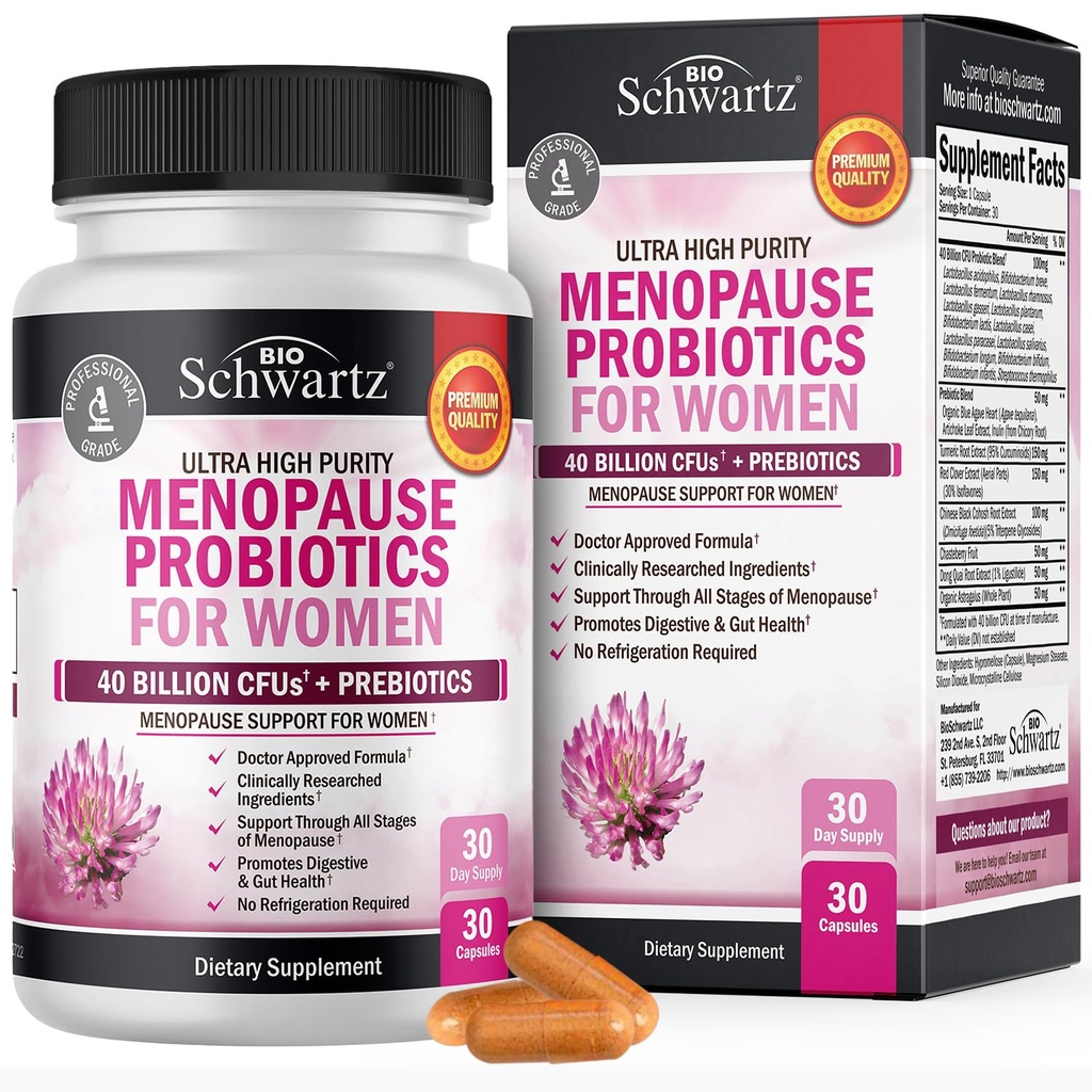Suplemen Menopause bagi Perempuan - 40 Miliar Provinsi Menopause CFU untuk Perempuan - Dukungan untuk Hot Flashes Night Sweats Mood Swings dan keseimbangan - Non GMO, 30 Eas- Swallow Kapsul, 30 Servis