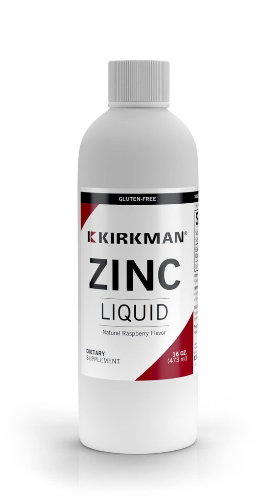 Kirkman - Zinc Liquid - Formulasi Baru - 16 oz - Flavored dengan Raspberry Alam - Bebas Allergens Common