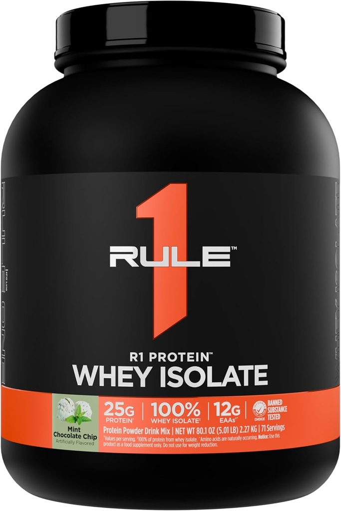 Aturan 1 R1 Protein Whiy Isolate - dengan 25g Protein & 6g BCAA Exclusive dari Isolated & Hydrolyzed Sumber untuk Pemulihan Kerja (5 Pounds *, Mint Chocolate Chip)