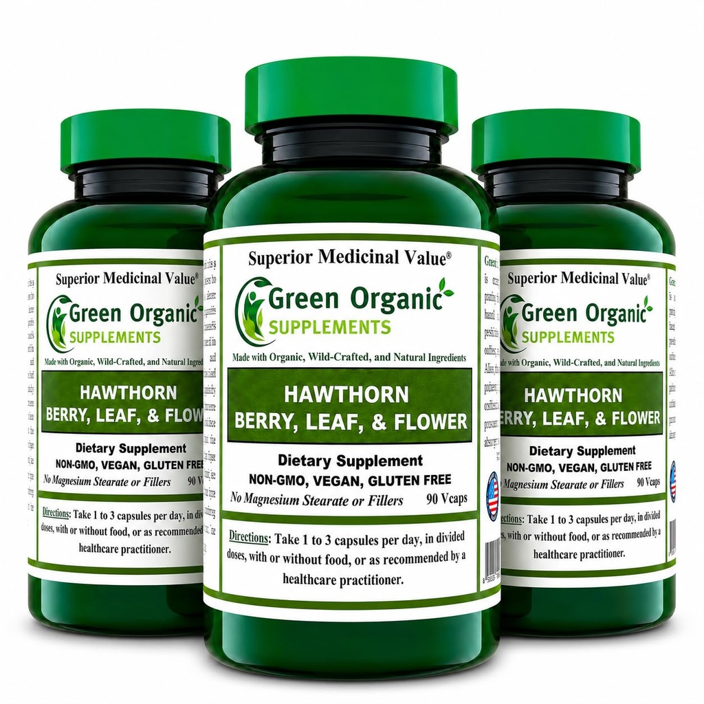 Suplemen Organik Hijau Hawthorn Berry Kapsules, Leaf, Flower, Suplemen Hawthorn Berisi berisi 90 Kapsul, Alam Hawthorn Herbs untuk Kesehatan Kardiovaskular & Natural Heart (Paket 3)