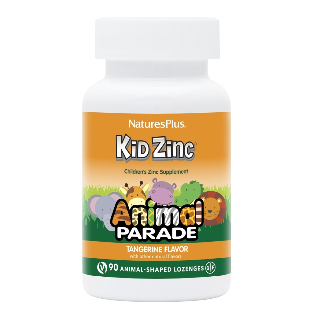 NaturesPlus Parade Hewan Kidzinc, Tangerine Flavor - 90 Animal- Dibentuk Lozenges - Organically Cheleated Zinc - Vegan, Gluten Free - 90 Hamba