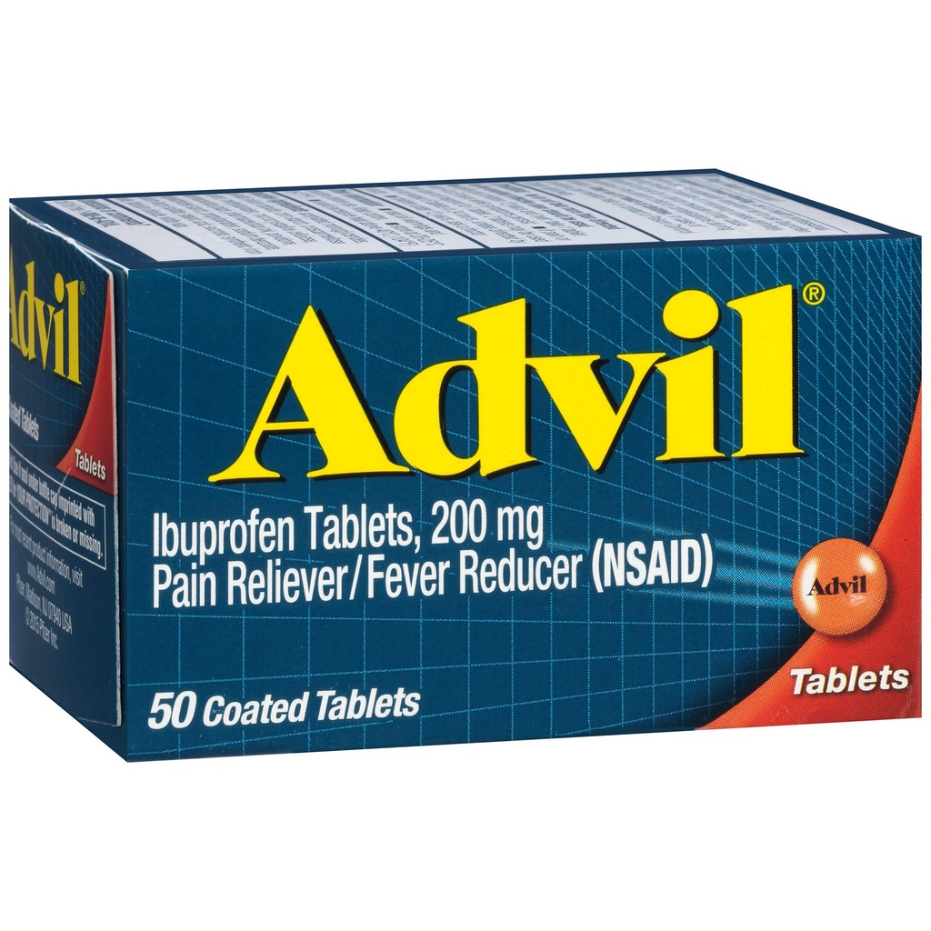 Advil Pain Reliever and Fever Reducer, Ibuprofen 200mg for Pain Relief - 50 tablet berlapis