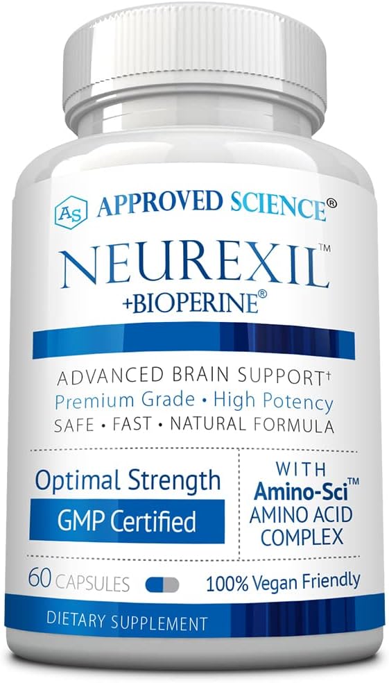 Approved Science Neurexil - Natural Nootropic Dukungan dengan DMAE - Enhance Brain Fungsi, Sharpen Clarity, Boost Memory - L- Tyrosine, Ginkgo Biloba, Huperzine A, BioPerine - 60 Capsules