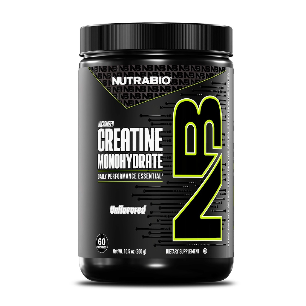 NutraBio Pure Mikronized Creatine Monohyder Applemen, Unflasheled, (300 g) - Mendukung Energi Otot Peluru, Pemulihan, dan Kekuatan - HPLC Tested Creatine Powder Suplemen Untuk Pria dan Perempuan