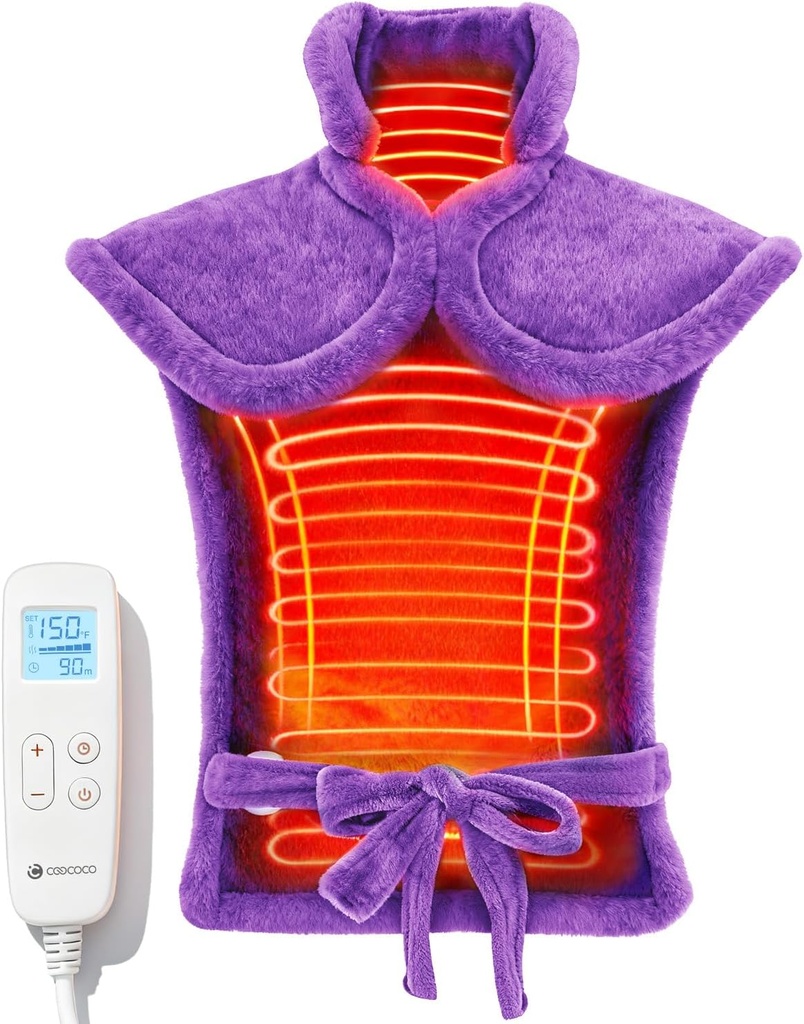 CooCoCo Back Heating Pads for Women Grandma, FSA Elightly Heat Pad for Back Pain Relief, Cute Heat Pad with 6 Heat Levels, Christmas Gifts for Mom Istri Nenek-nya, ETL Disertifikasi, Purple