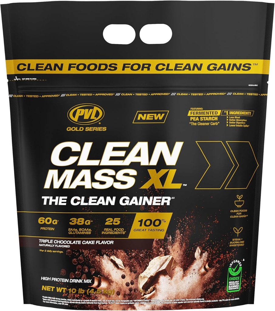PVL Gold Series - Bersih Mass XL - The Bersihkan Muscle Mass Gainer - 10 LB - Triple Chocolate Cake