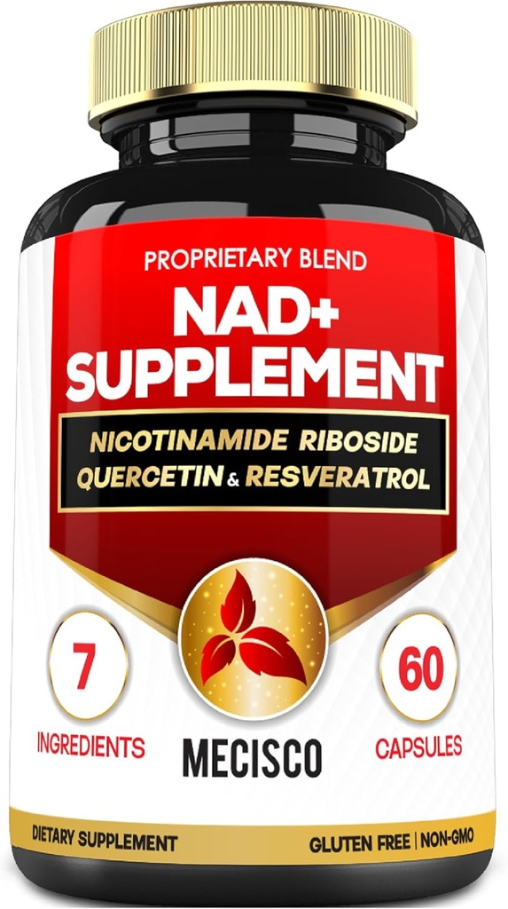 NAD + Tambahan dengan Nicotinamide Riboside w / Quercetin, Resveratrol, Turmeric, Rhodiola Rosea, Astragalus - 60 Count
