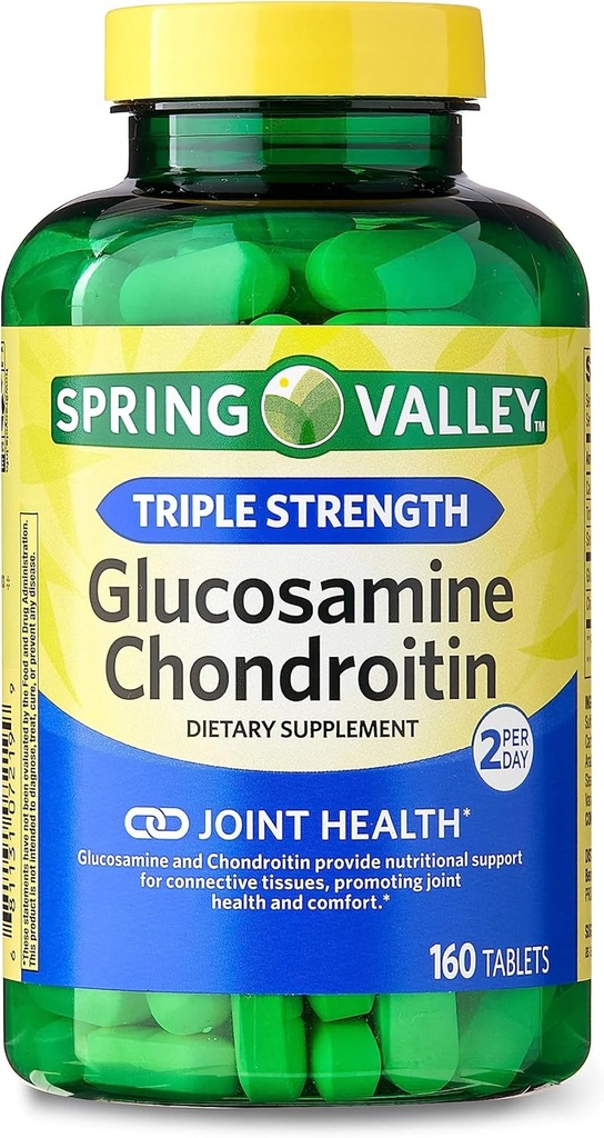 Spring Valley - Glucosamin Chondroitin, Triple Kekuatan, 160 Tablet oleh Spring Valley