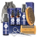 Beard Care Kit Set W / Beard Conditioner, 2 Picks Beard Oil, Beard Wash, Brush, Comb, Gunser, Bag, E- Book, Present Hadiah Liburan Ulang Tahun Bagi Pria-nya Pacar