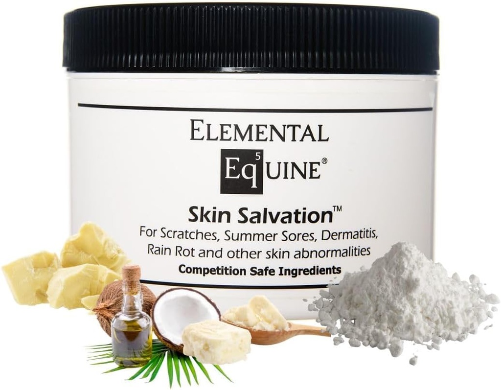 Elemental Equine Skin Salvation 8oz for Horses - Combats Scratches, Mud Fever, Summer Sores, Dermatitis, Summer Crud, Cannon Bone Gunk and Seruling Skin Issue in Horses