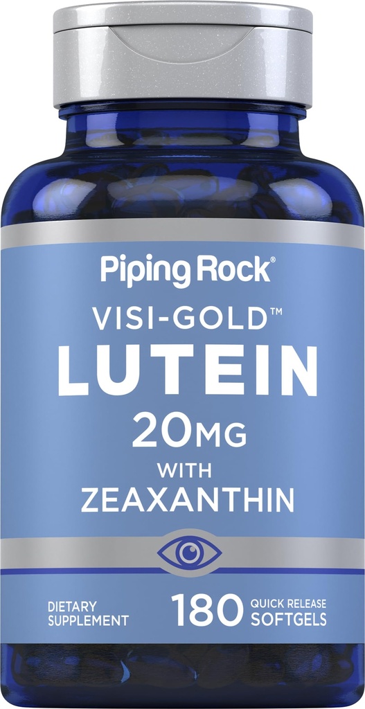Piping Rock Lutein dan Suplemen Hobxanthin: 124; 20mg 124; 180 Softgels 124; dari Marigold Extract 126; Non-GMO, Gluten Free