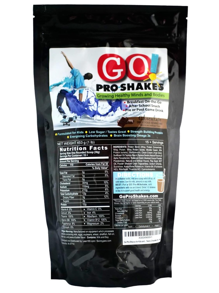 GO Pro Shakes - Protein Powder Smoothie for Kids and Teens - Healthy Snack - No Added Sugar - Supports Growth & Power - Kaya Chocolate Flavor