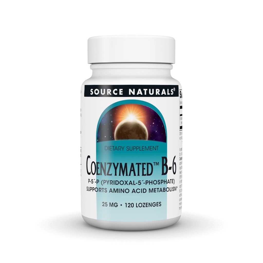 Sumber Koenzim B-6, P-5 Pyridoxal -5 Fosfat Akting, Quick Dissolve Vitamin Supports Amino Acid Metabolisme *, 25 mg - 120 Lozenges