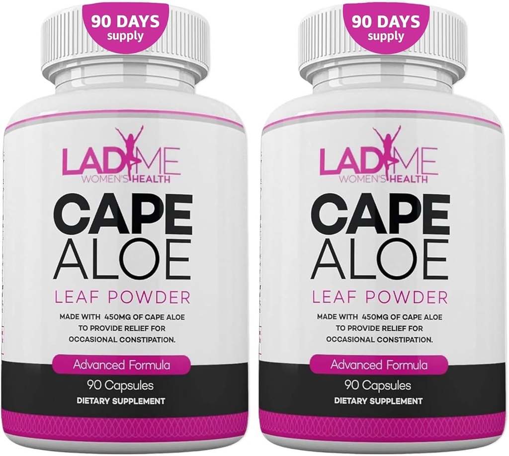Laxatif Cape Aloe Herbal murni untuk Pelepasan Sembelit Gerakan Bowel Sehat Colon Cleanse & Detox Digabung untuk Perempuan oleh Ladyme 180 Capsules