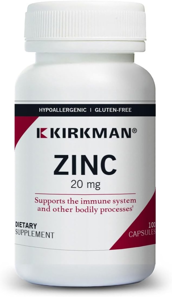 Kirkman - Zinc 20mg - 100 Kapsul - Dukungan Imune - Absorpsi Tinggi - Hiperalergenik