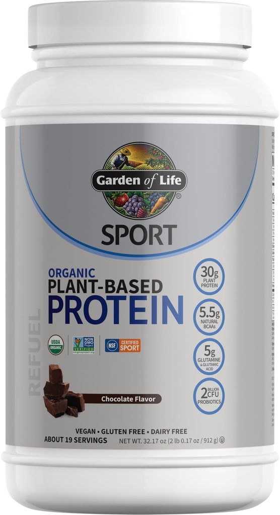 Taman Kehidupan Organik Powder Protein dengan Propoda, BCAAs, NSF Disahkan, Gluten Free & Sport, Non GMO, Powder Sport Protein, 19 Servis, Coklat