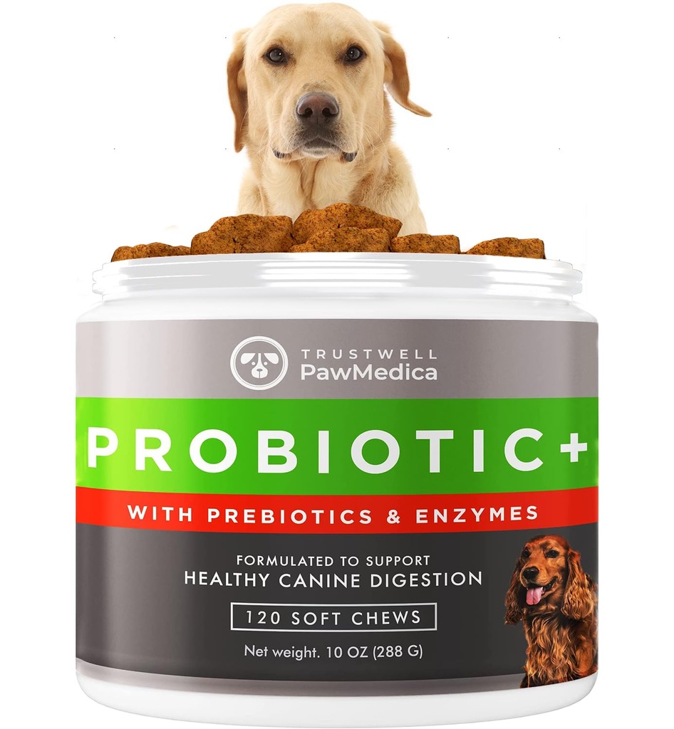 Progities PawMedica Dog Probitic dan Digetical Dog Enzymes, Probilefor Dogs Made in USA, Pet Probiotic Chews for Dogs, Prebiotic Dog Probitic Disupport, Probiotic Treats - 120 Dog Probiotic Chews