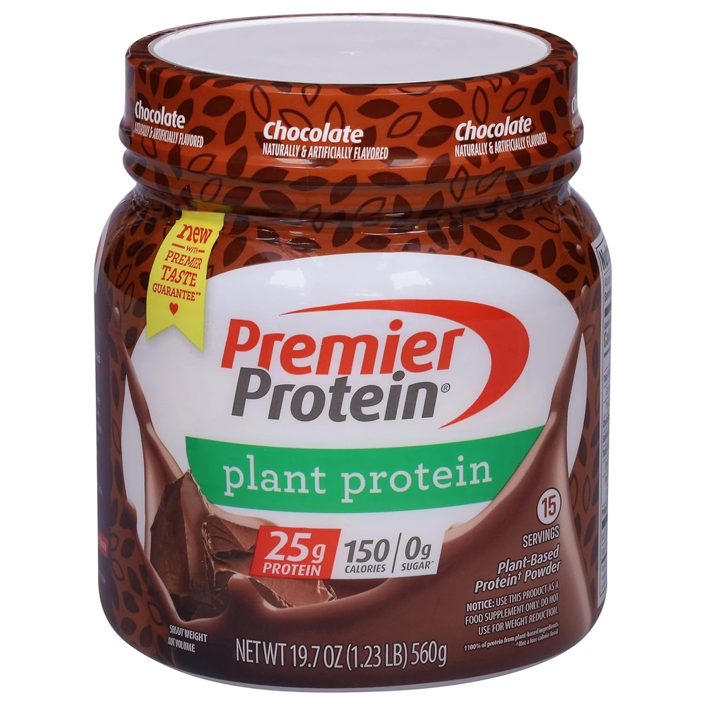Premier Protein Powder Protein, Chocolate, 25g Plant- berbasis Protein, 0g Sugar, Gluten Free, No Soy atau Dairy Ingreditions, 15 Servis