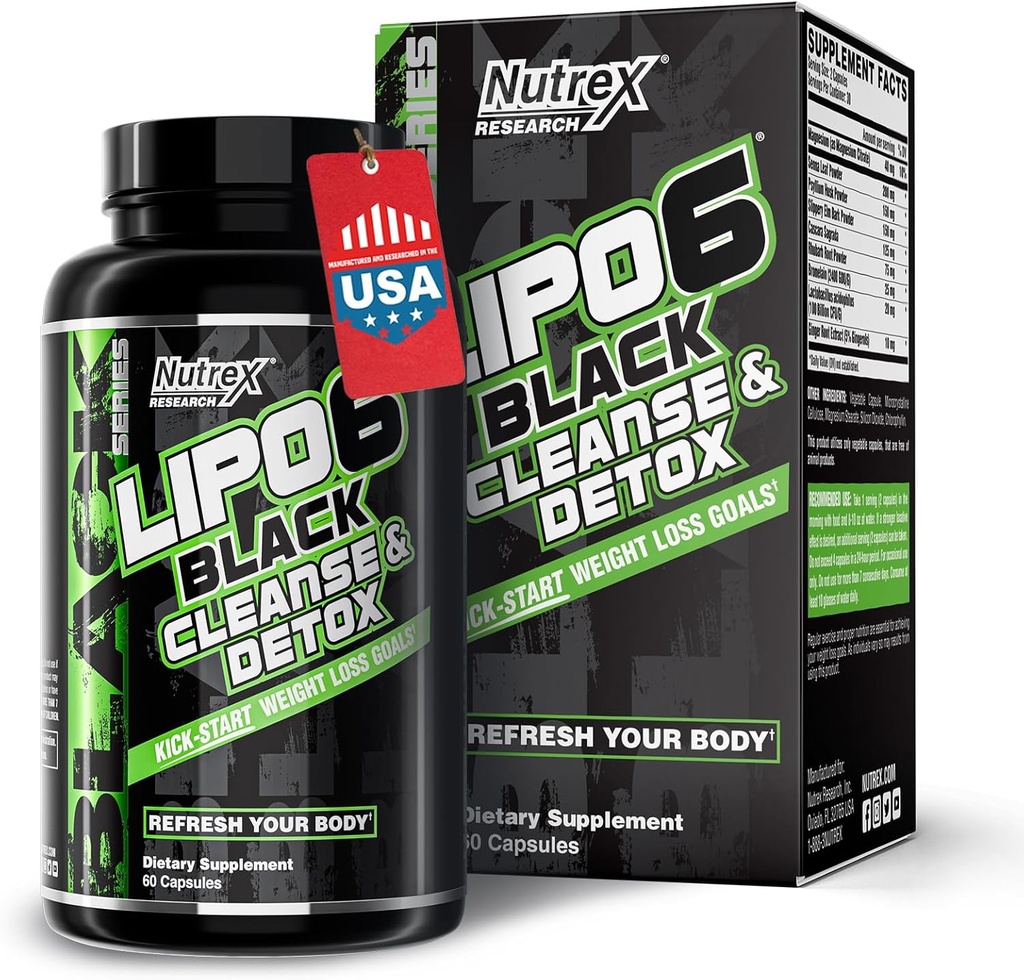 Nutrex Research Lipo-6 Cleanse & Detox for Wheight Loses & Digetical Health 12.4; 7 Day Fast- Akting Natural Colon Cleanser dan Detox for Women & Men 124; Reduce Bloating, Boost Energy, Ease Ditrables