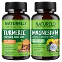 NATURELO Tumeric Curcumin, Tanaman Berdasarkan Dukungan Bersama, Magnesium Glycinate, 200 mg Magnesium - Gluten Bebas, Non GMO - 120 Capsules