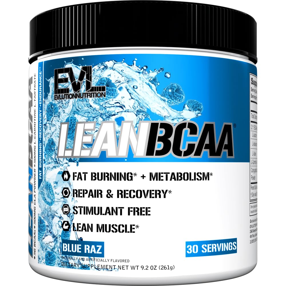 Evolution Stimulant Free Lean BCAA Powder Nutrection BCAAs Amino Acids Powder with CLA Carnitine and 2: 1: 1 Branched Chain Amino Accids Supports Muscle Recovery Fat Burn and Metabolisme - Blue Raz