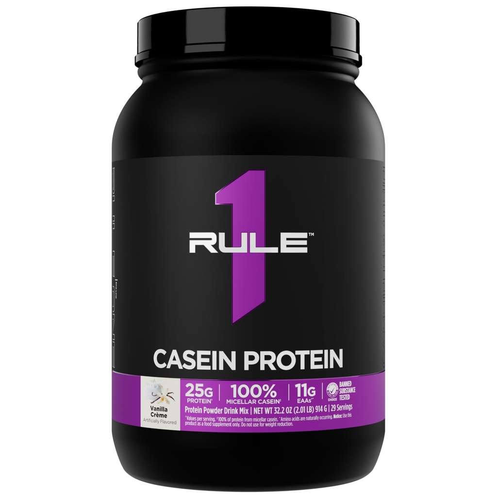 Aturan 1 Casein Protein - 25g Protein dan 11g EAS Per Serving dari Slow- Release Mideath Casein untuk Recovery Overnight dan Diterima Pengiriman Antara Meals (2 Pounds), Vanilla Crème)