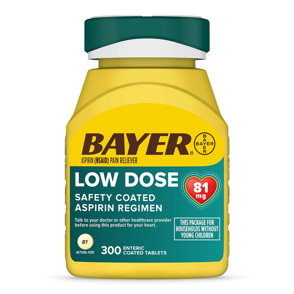 Bayer Aspirin Rendah Dose 81 mg, Hiburan Koated Tablet, Dokter Rekomendasi Second dari Penyakit Cardiovaskular, 300 Tablets Coated